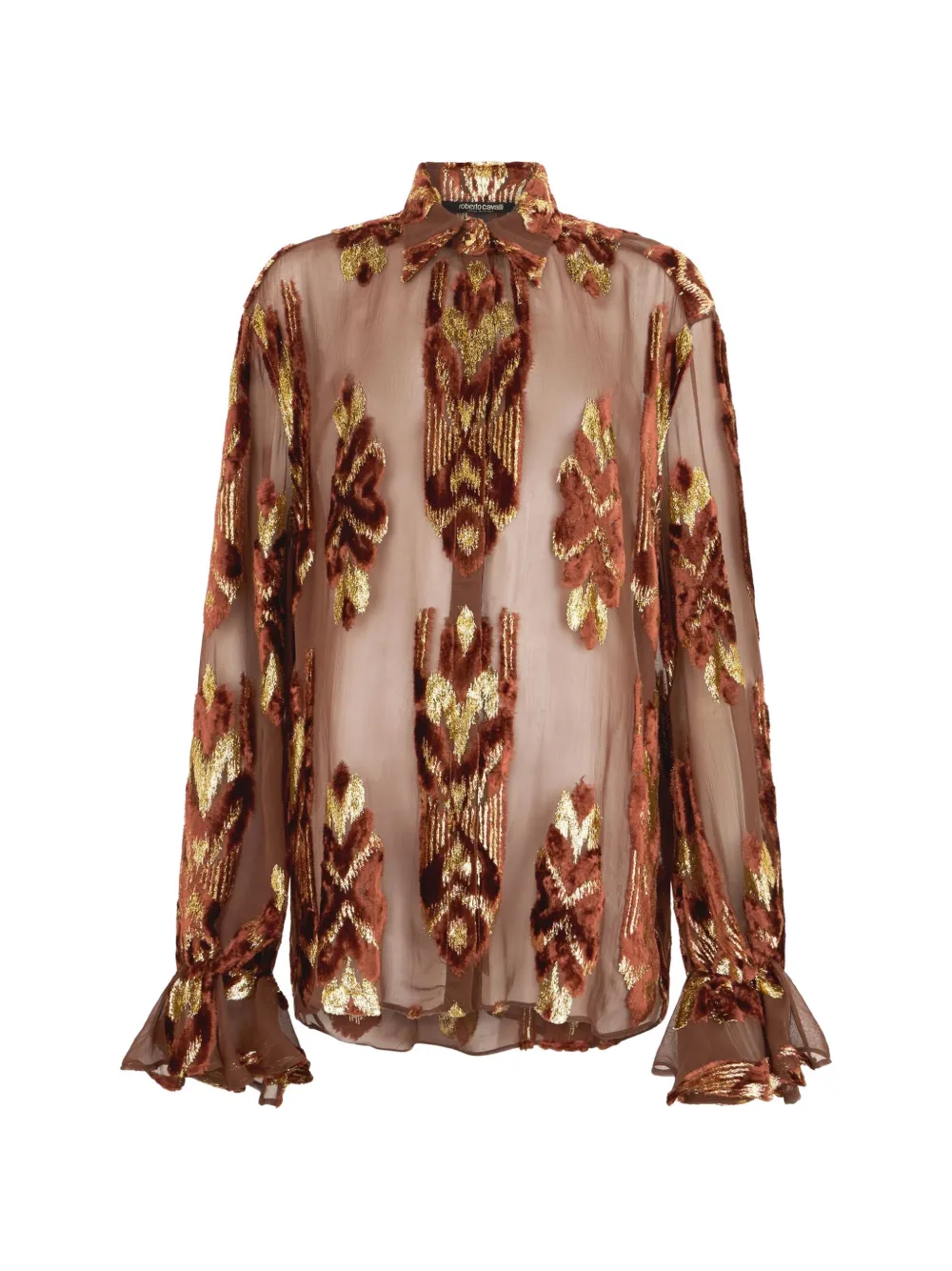 Roberto Cavalli sheer patterned shirt - Brown