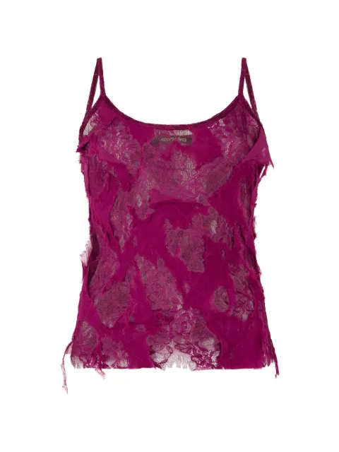 Roberto Cavalli distressed lace camisole top