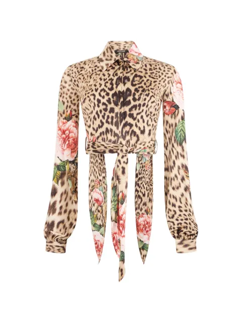 Roberto Cavalli floral leopard-print shirt