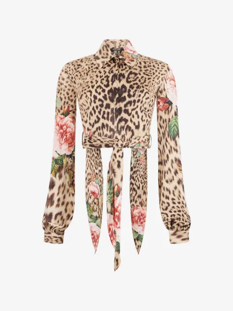Roberto Cavalli floral leopard-print shirt