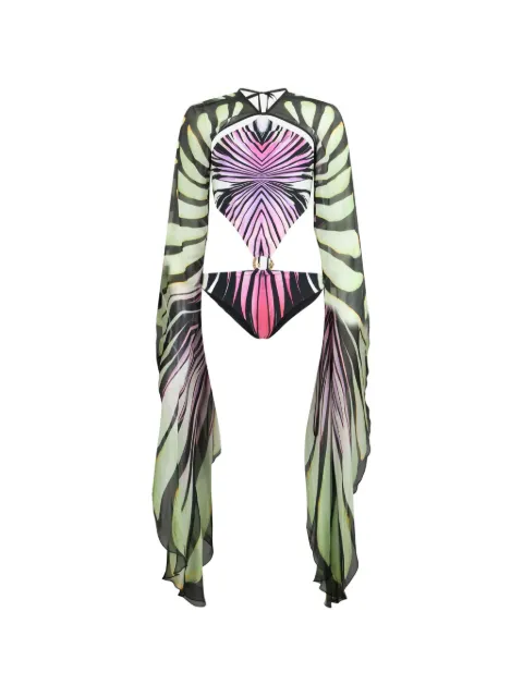 Roberto Cavalli Ray Of Paradise graphic-print cut-out swimsuit