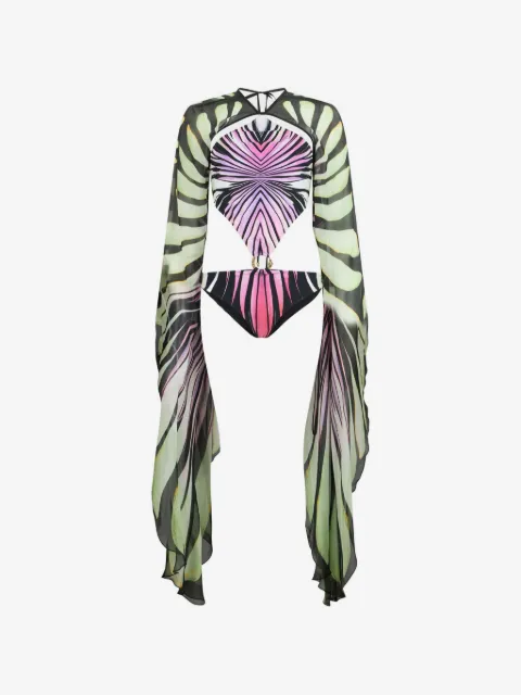 Roberto Cavalli Ray Of Paradise graphic-print cut-out swimsuit