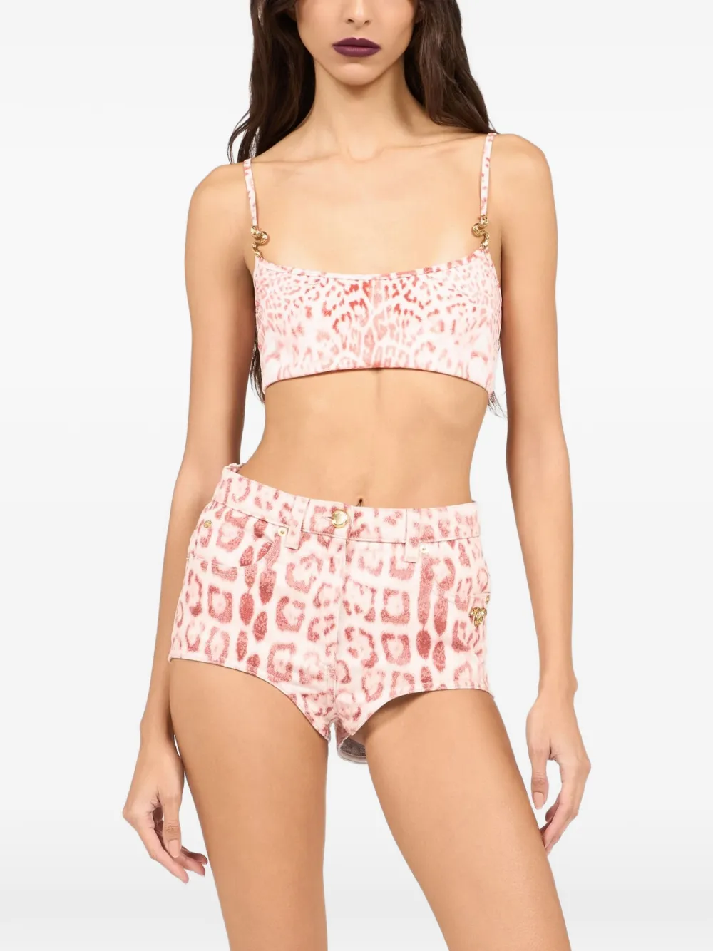 Roberto Cavalli Top met luipaardprint Roze