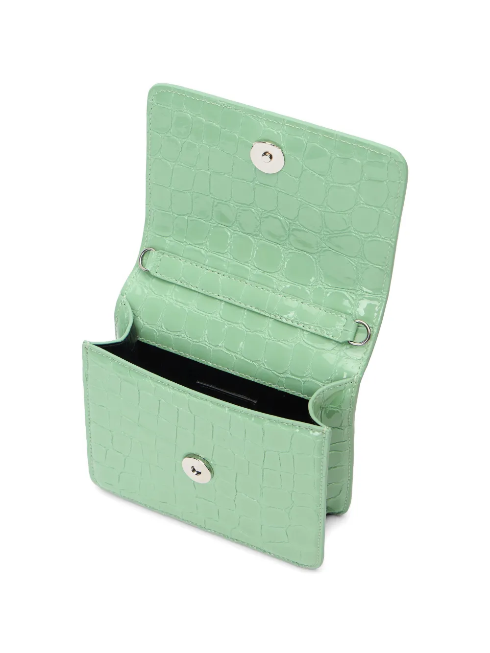 Roberto Cavalli Clutch met krokodillen-reliëf en tijgerhandgreep Groen