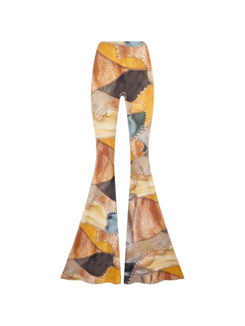 Roberto Cavalli pantalones acampanados con estampado patchwork