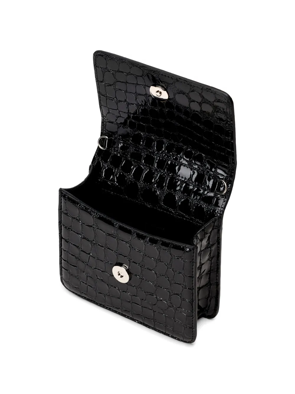 Roberto Cavalli Clutch met krokodillen-reliëf en tijger-handgreep Zwart