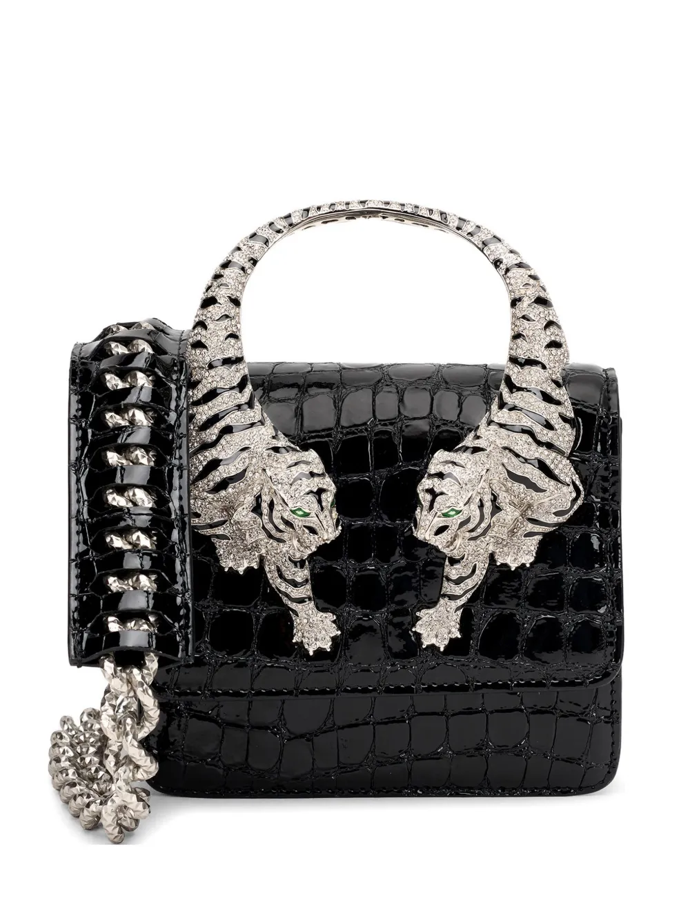 Roberto Cavalli Clutch con effetto coccodrillo - Nero