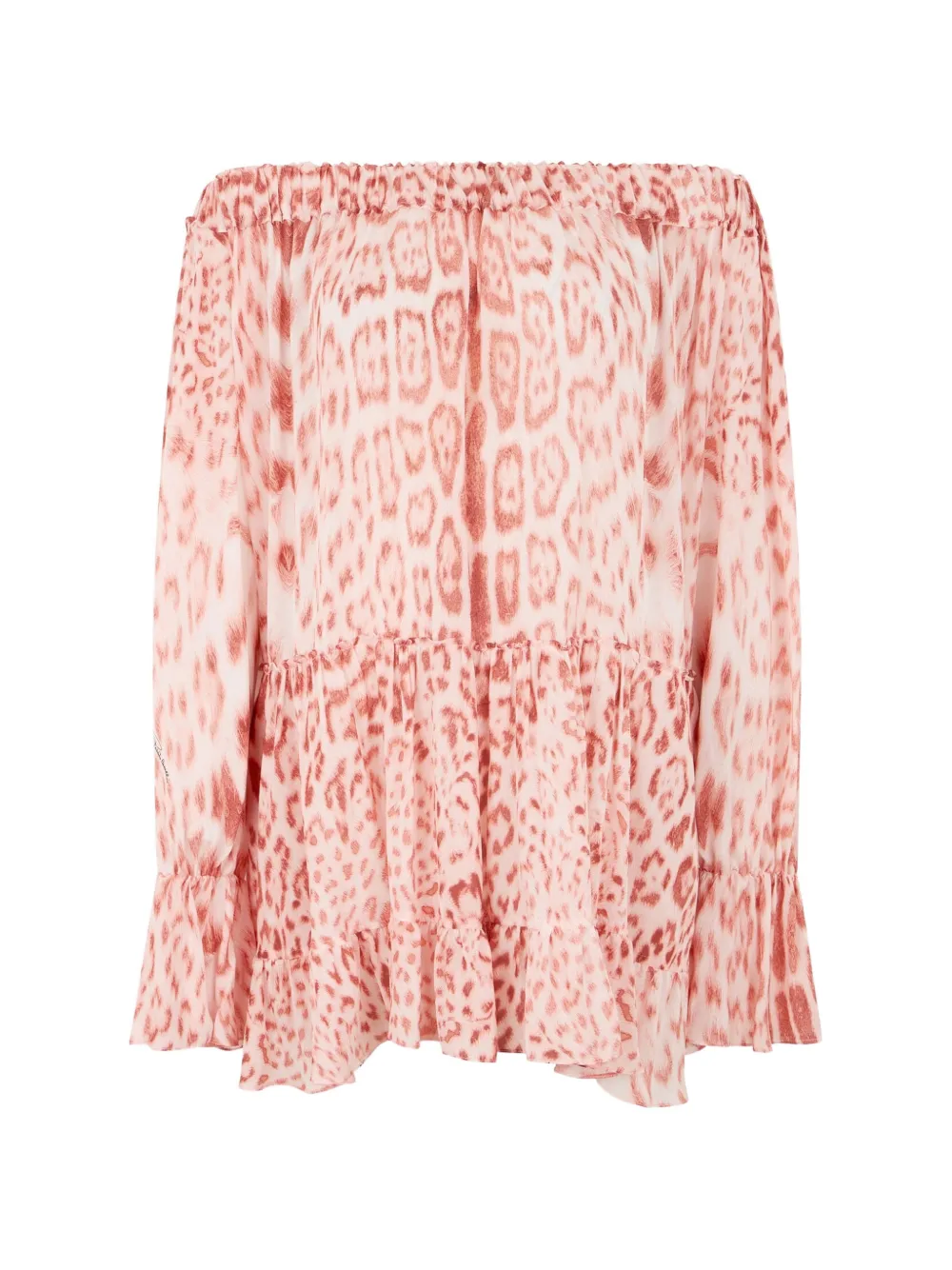 Roberto Cavalli Off-shoulder mini-jurk met jaguarprint Roze