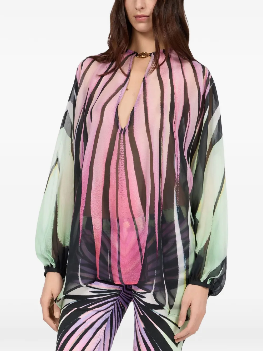 Roberto Cavalli Ray Of Paradise blouse met print Roze