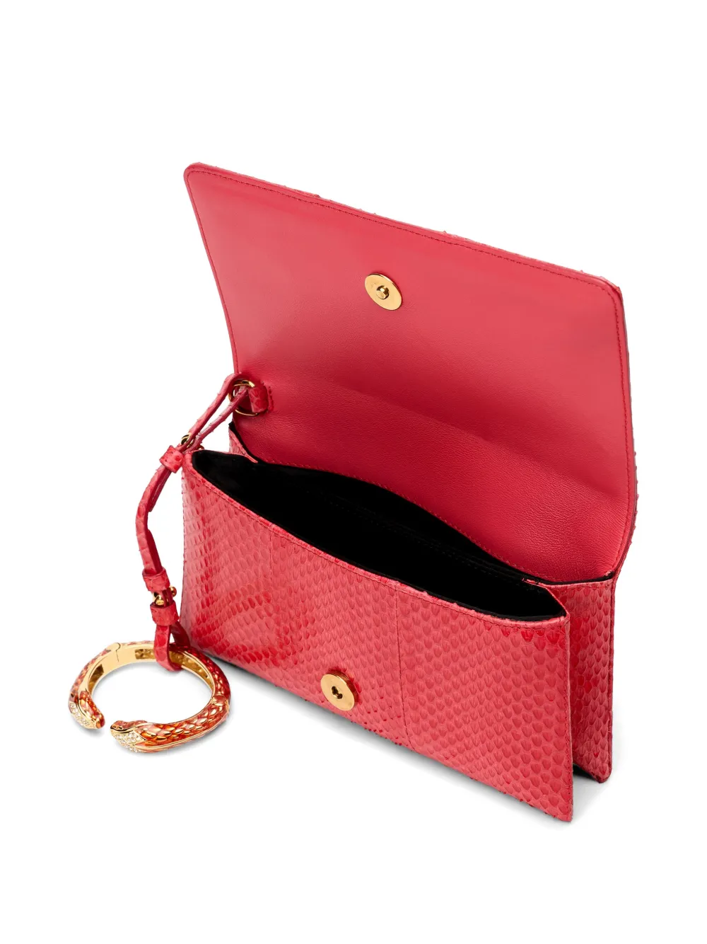 Roberto Cavalli Serpentine clutch met handvat Rood