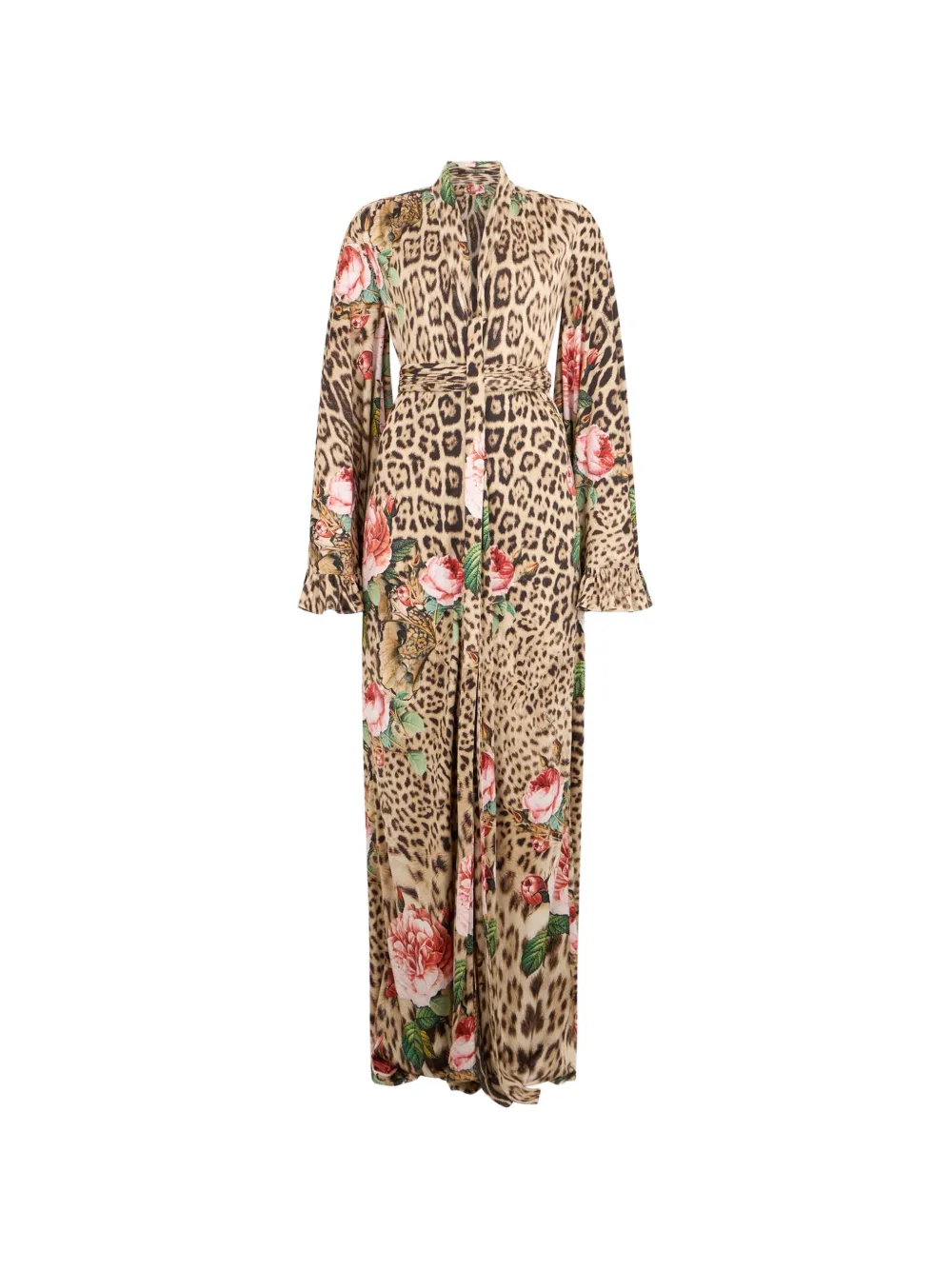 Roberto Cavalli leopard-print floral-print maxi dress