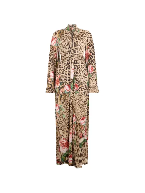 Roberto Cavalli leopard-print floral-print maxi dress