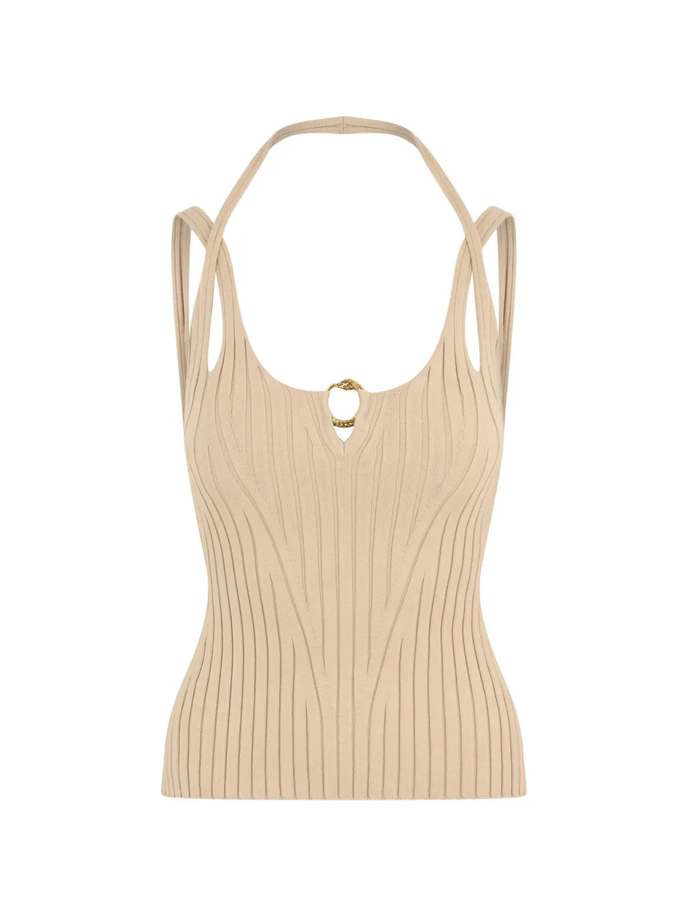 Roberto Cavalli ribbed-knit halterneck top - Neutrals