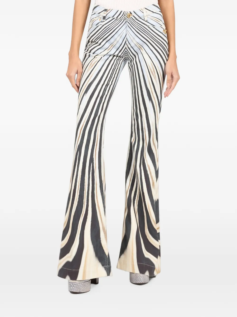 Roberto Cavalli Flared broek Zwart