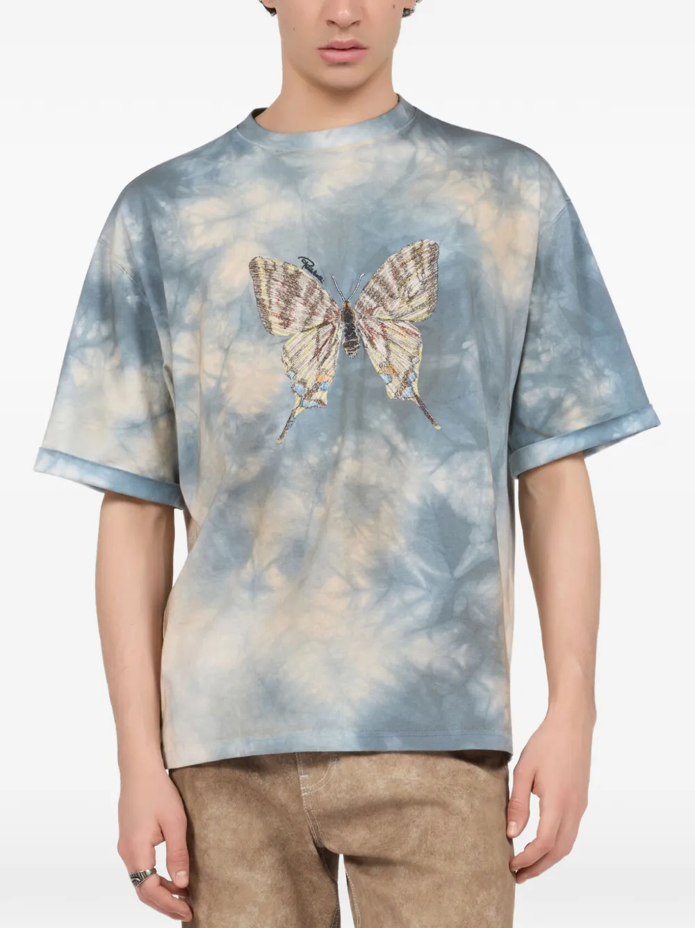 Roberto Cavalli tie-dye butterfly-print T-shirt Blauw