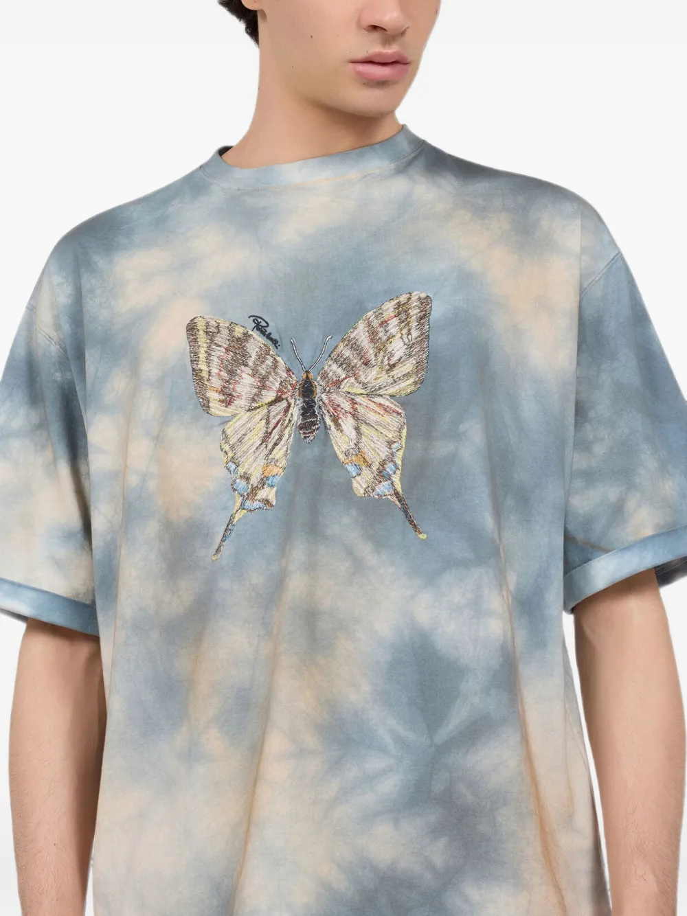 Roberto Cavalli tie-dye butterfly-print T-shirt Blauw