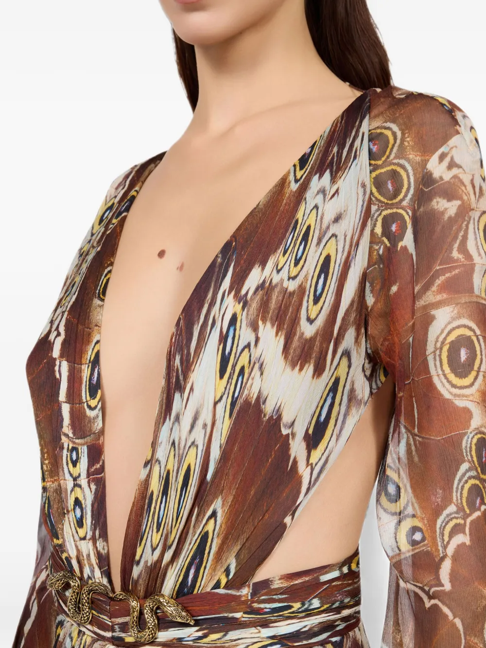 Roberto Cavalli Maxi-jurk met print Bruin