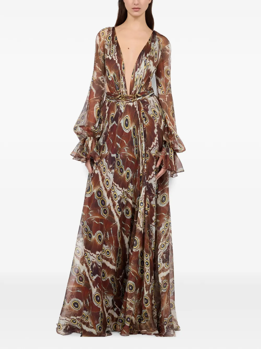 Roberto Cavalli Maxi-jurk met print Bruin