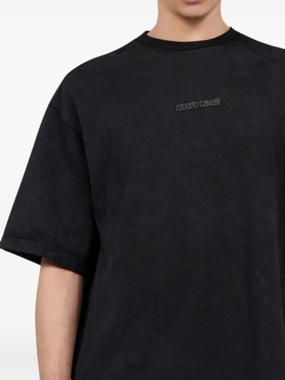 Roberto Cavalli snake-print logo-detailed T-shirt Zwart
