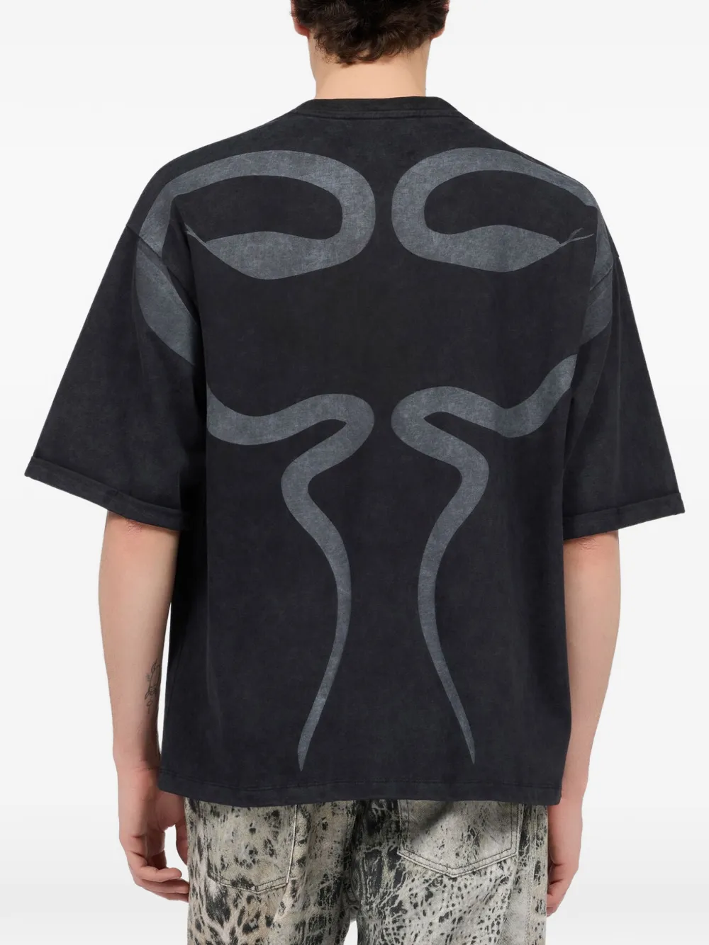 Roberto Cavalli snake-print logo-detailed T-shirt Zwart