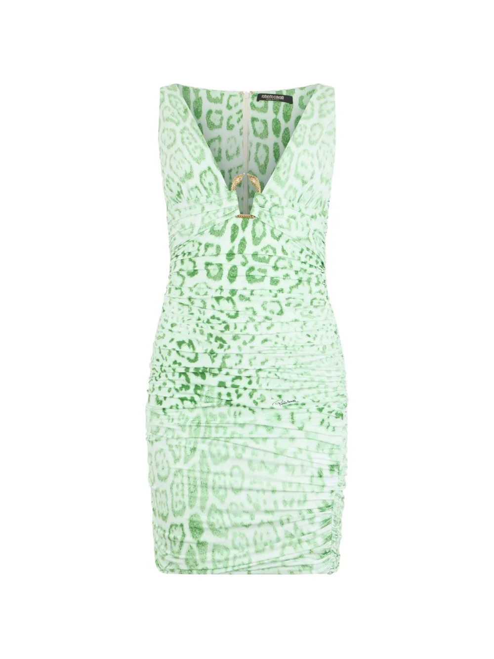 Roberto Cavalli leopard-print ruched mini dress - Grün