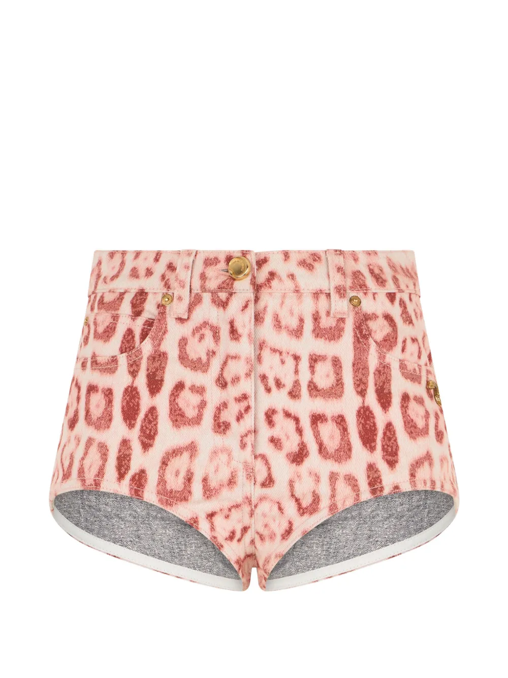 Roberto Cavalli jaguar-print denim shorts - Pink