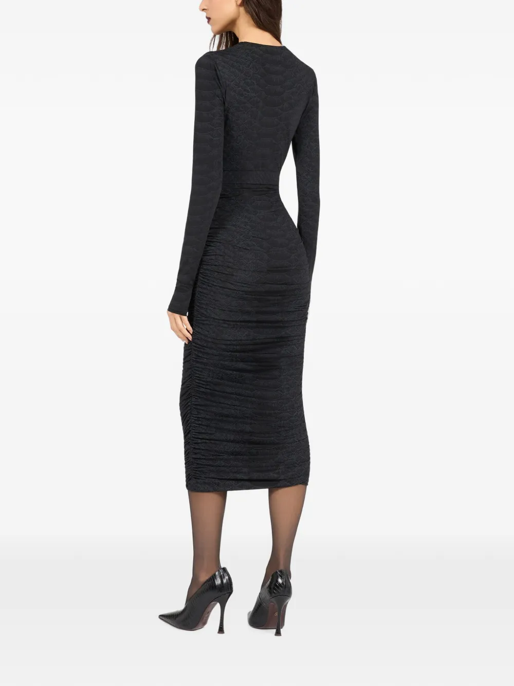 Roberto Cavalli Midi-jurk met slangendetail Zwart