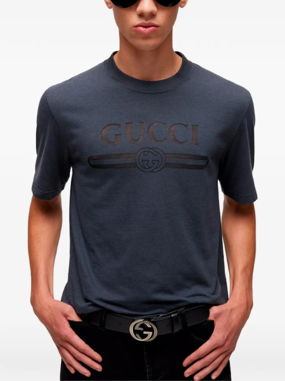 Gucci Katoenen T-shirt met logoprint Blauw