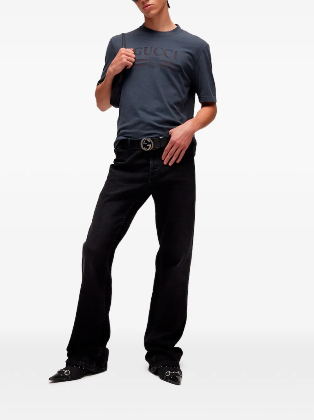 Gucci Katoenen T-shirt met logoprint Blauw