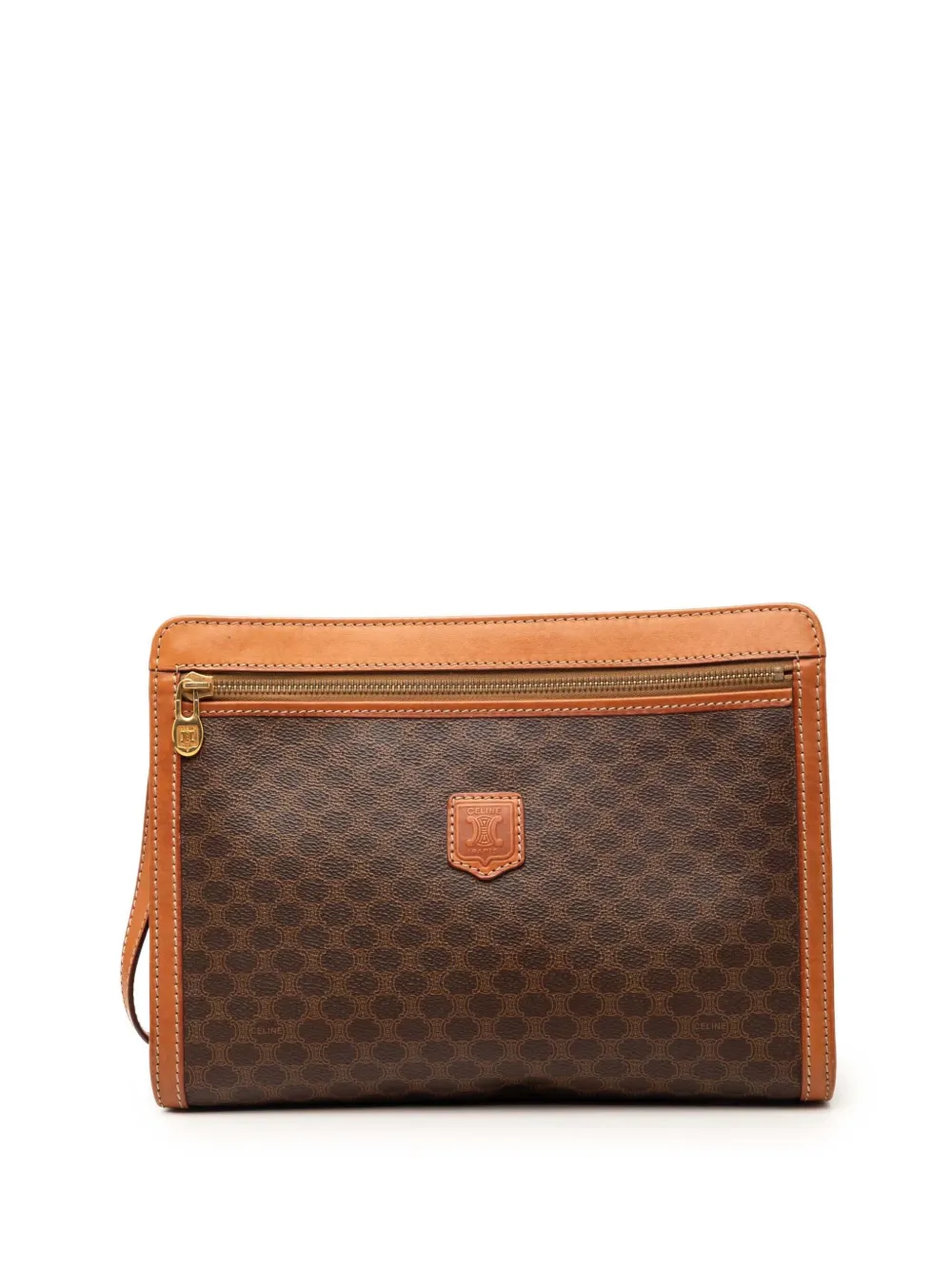 Pre-owned Celine 1993 Macadam Coated Canvas Clutch Bag In Brown
