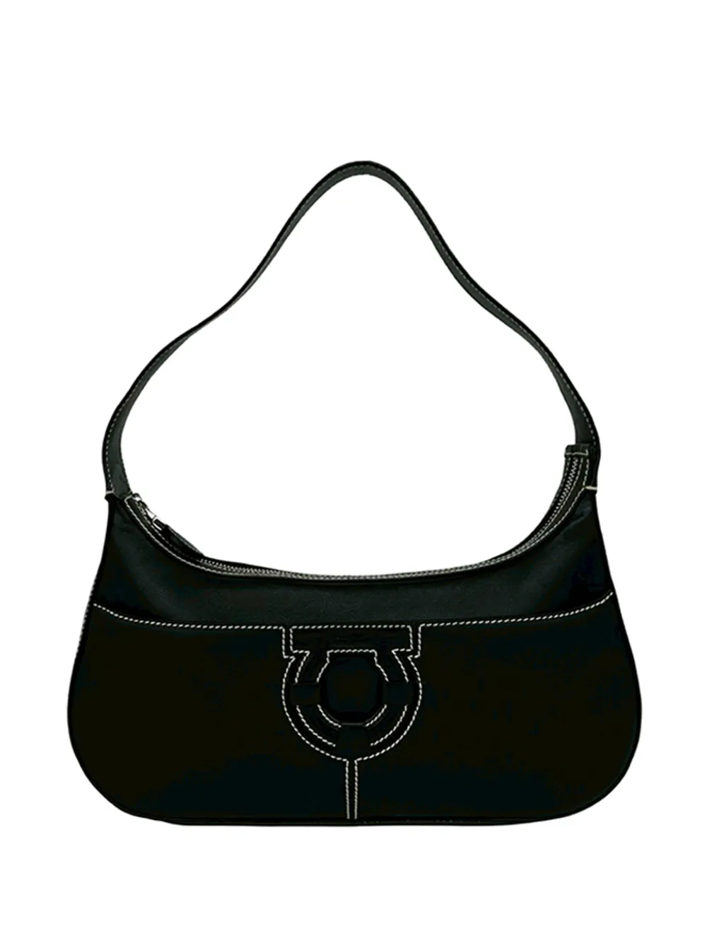 Ferragamo Pre-Owned 2010-2026 Leather Gancini Stitched shoulder bag - Nero