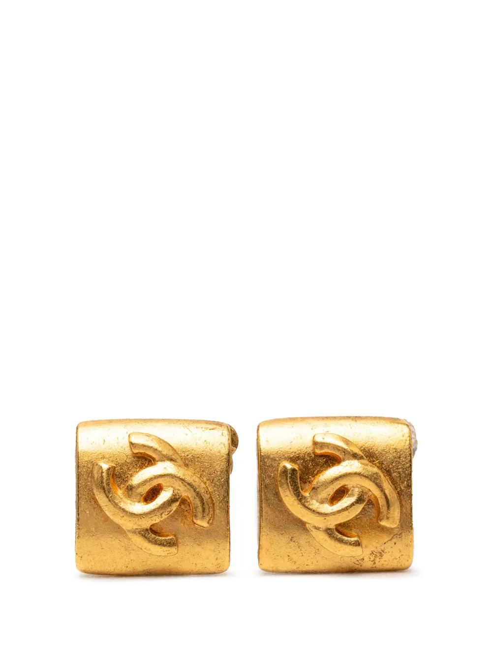 CHANEL Pre-Owned 1996 CC Gold Plated Diamond Clip On Earrings costume earrings