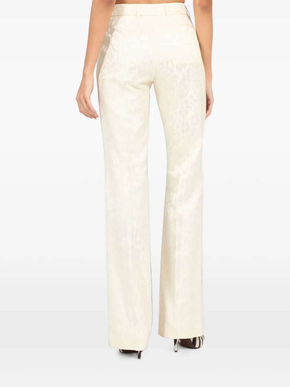 Roberto Cavalli Flared broek met luipaardjacquard Wit