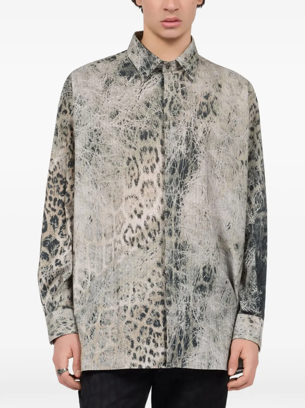 Roberto Cavalli Overhemd met luipaardprint Beige
