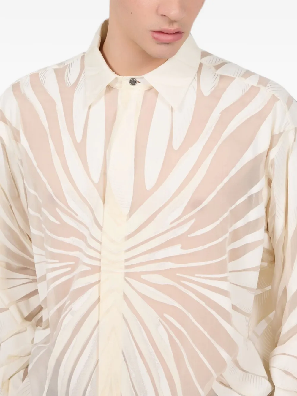 Roberto Cavalli Ray Devoré overhemd met print Beige