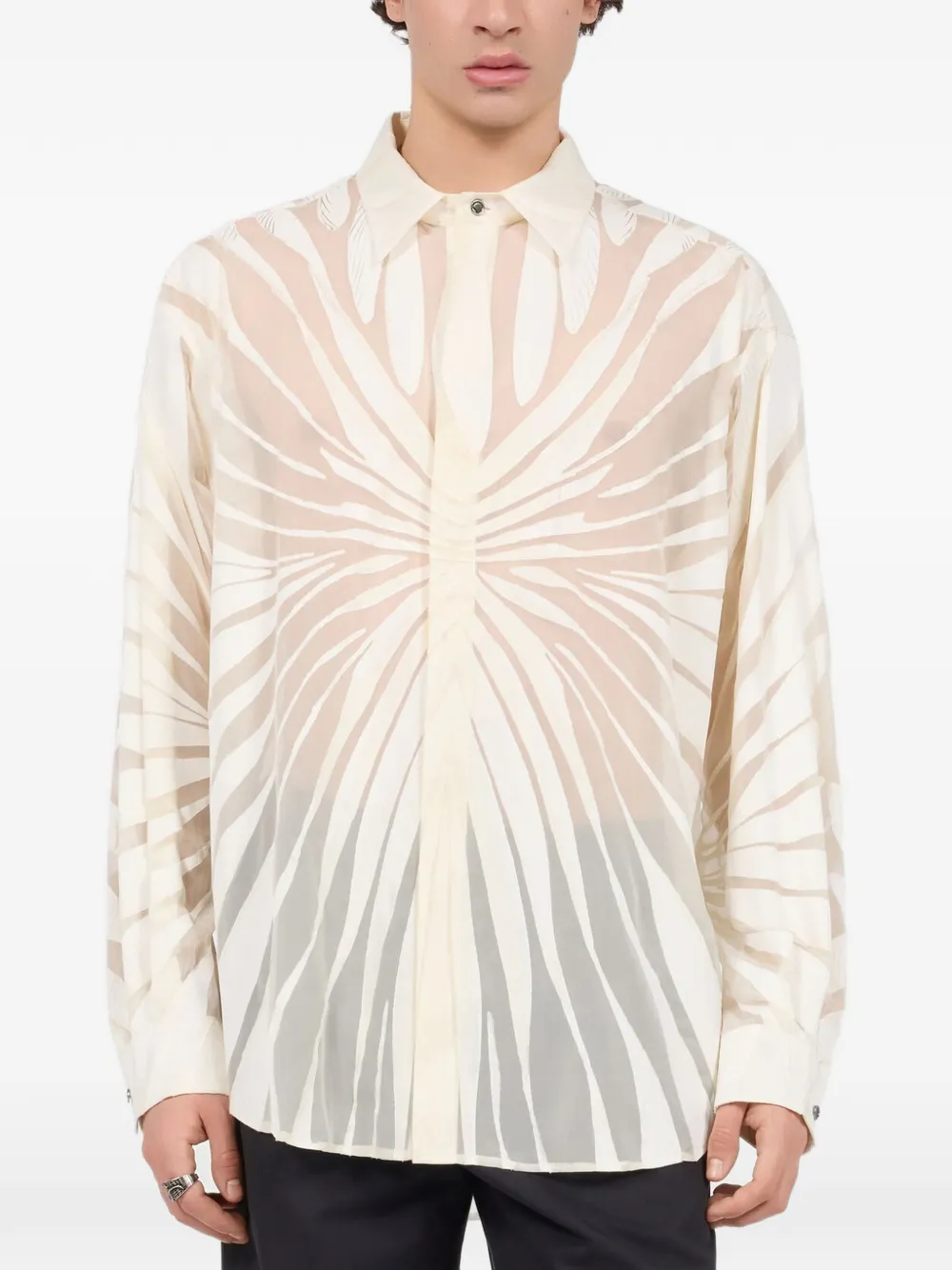 Roberto Cavalli Ray Devoré overhemd met print Beige
