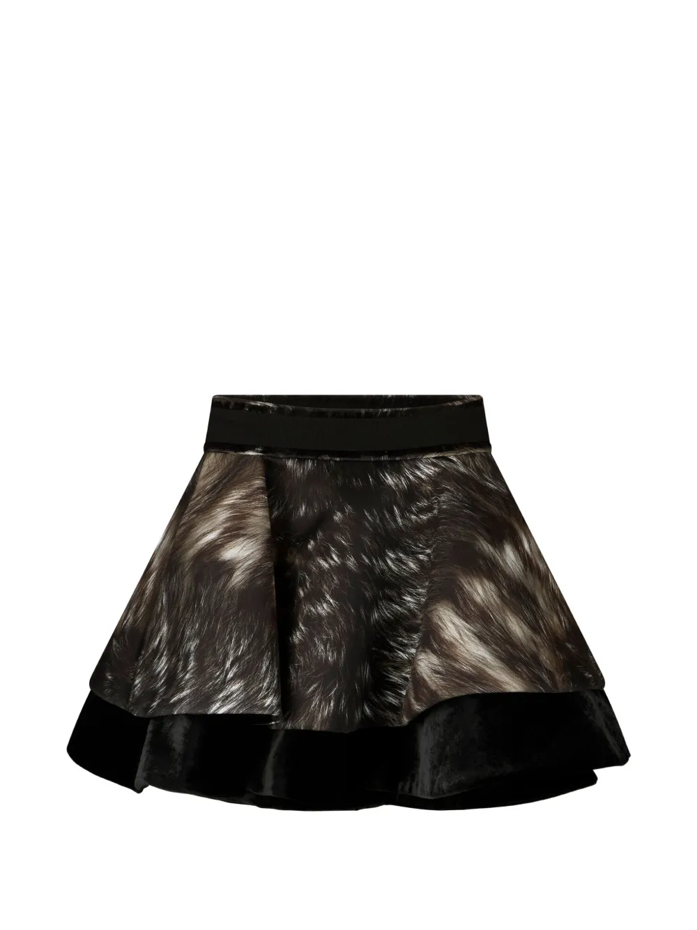 Roberto Cavalli mini fur-print tiered skirt