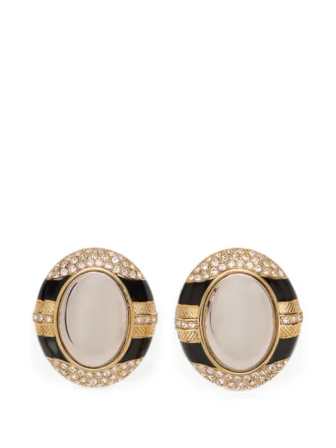 Roberto Cavalli crystal-embellished oval earrings
