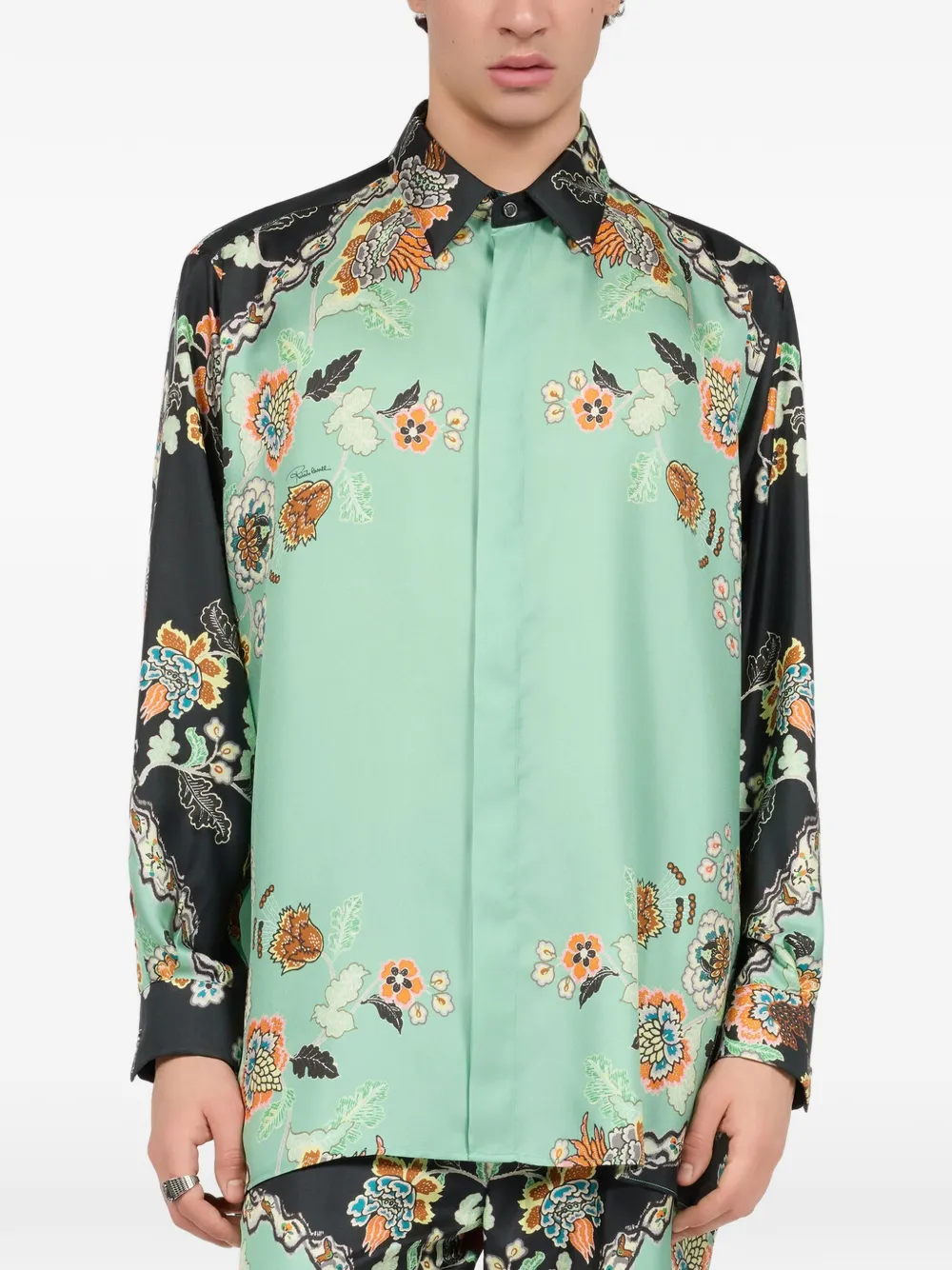 Roberto Cavalli Overhemd met bloemenprint Groen
