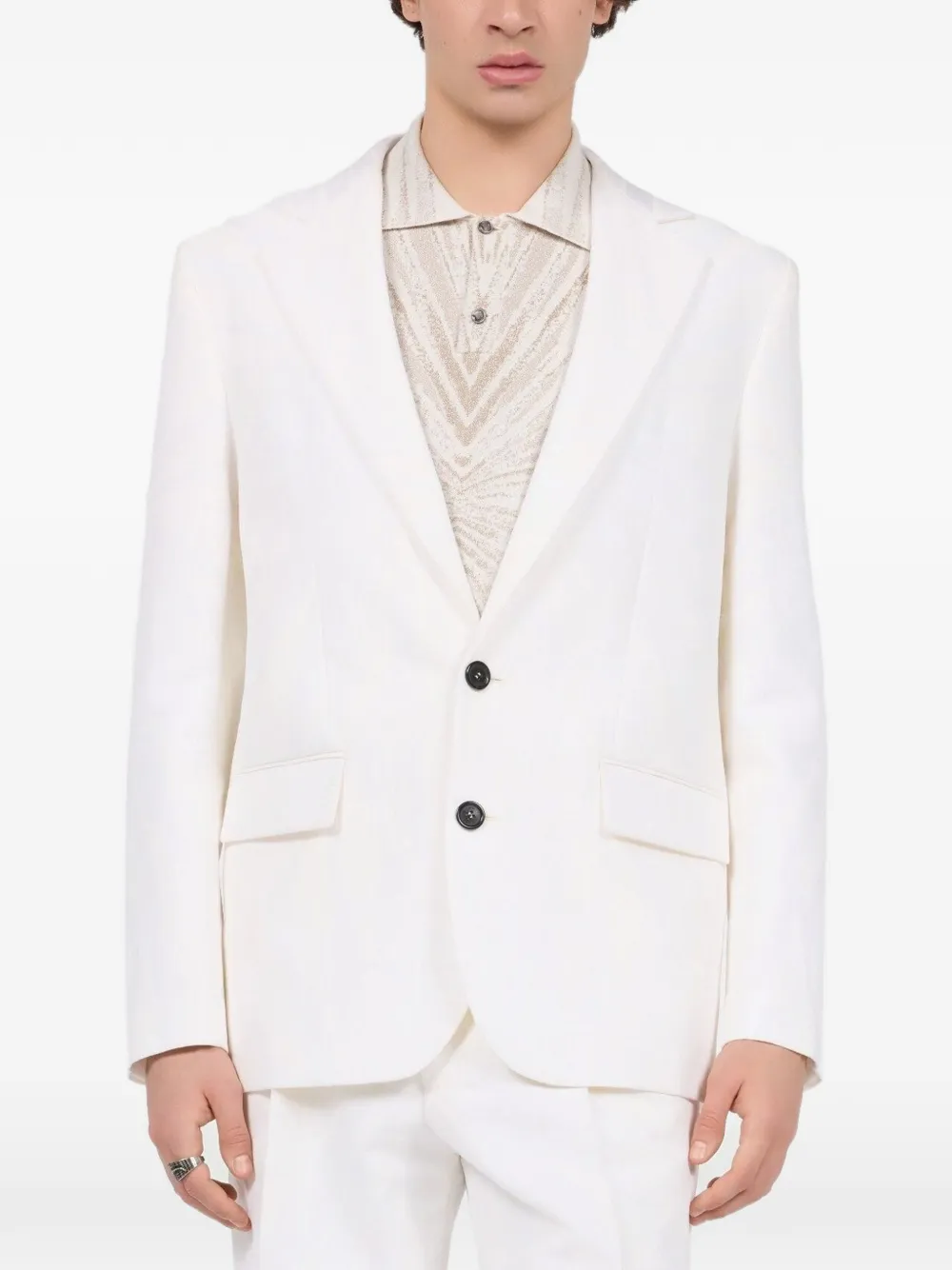 Roberto Cavalli Blazer met enkele rij knopen en puntige revers Wit