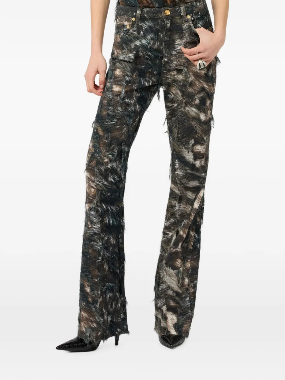 Roberto Cavalli Jeans met dierenprint Zwart