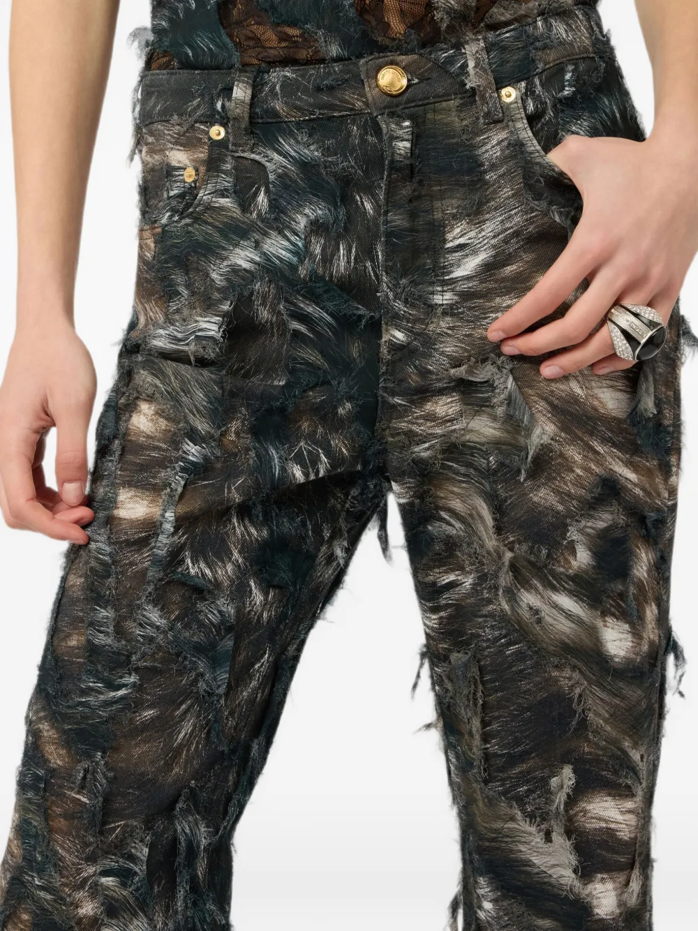 Roberto Cavalli Jeans met dierenprint Zwart