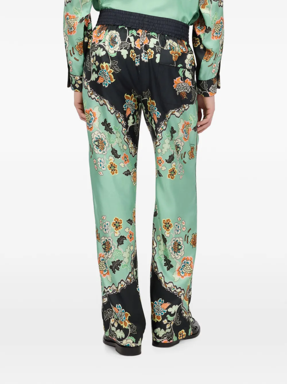 Roberto Cavalli floral-print wide-leg trousers Zwart