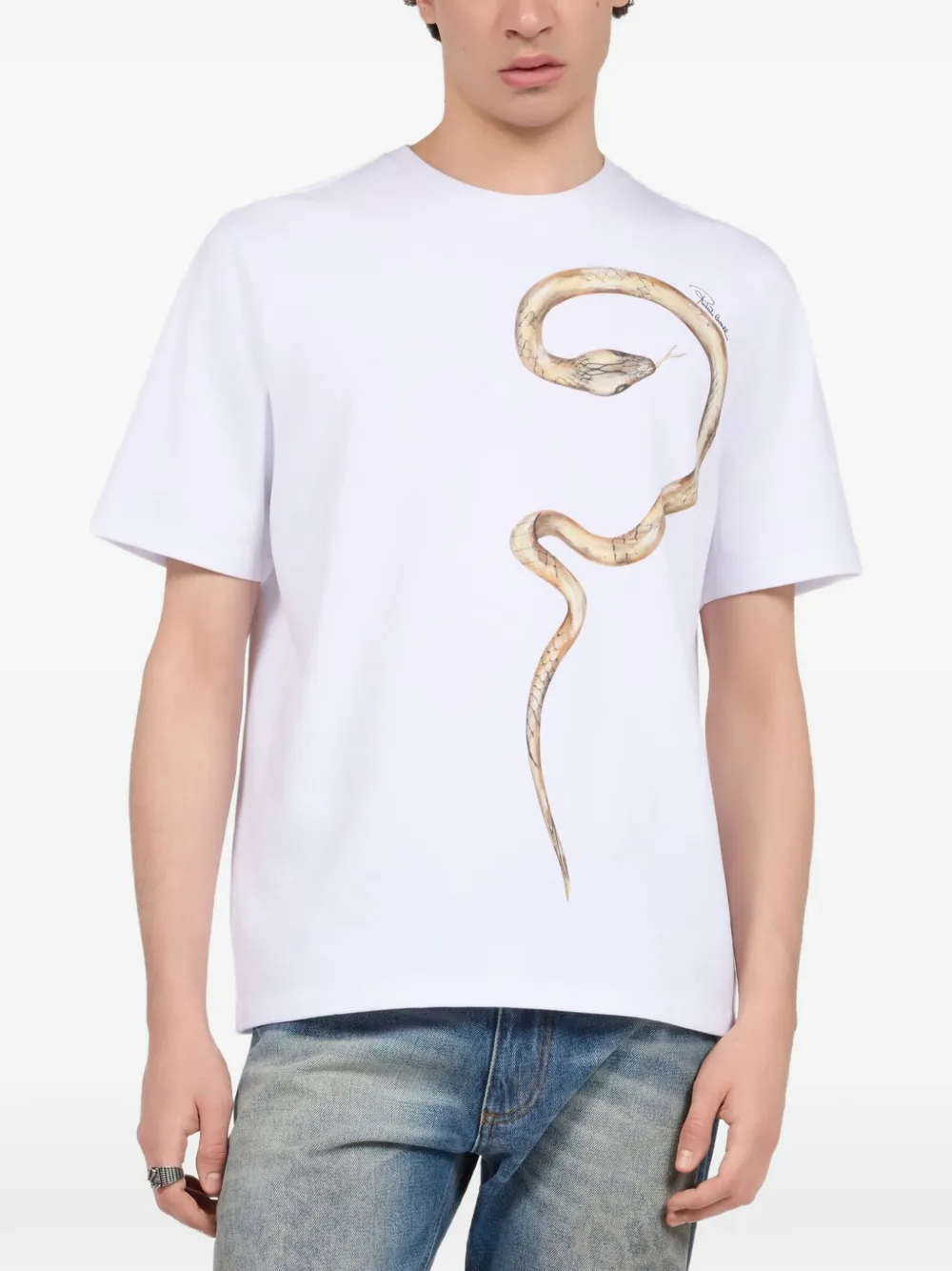 Roberto Cavalli snake-print T-shirt Wit