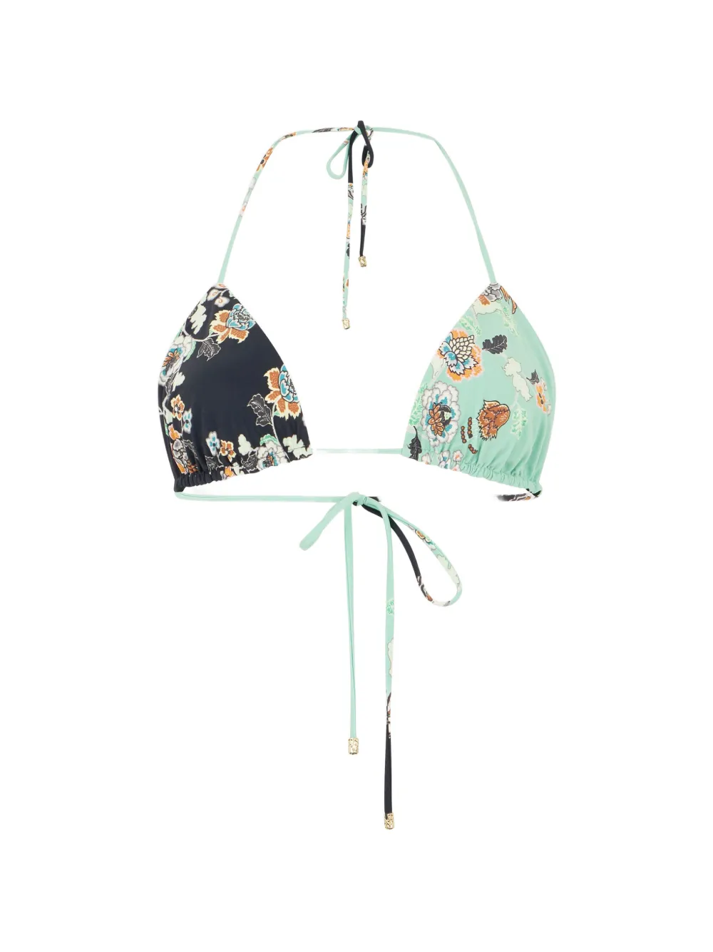 Roberto Cavalli floral-print triangle bikini top - Verde
