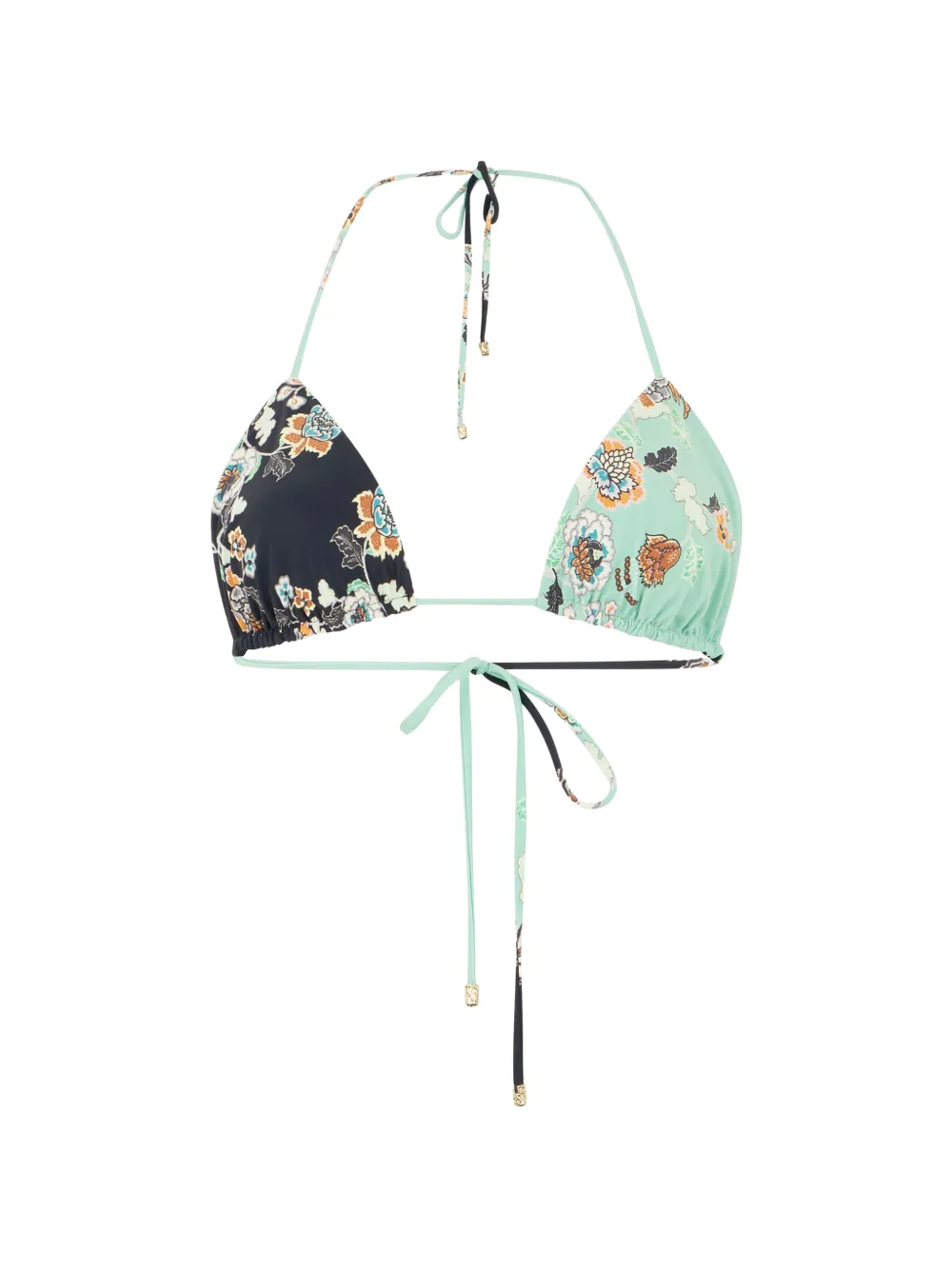 Roberto Cavalli floral-print triangle bikini top - Verde