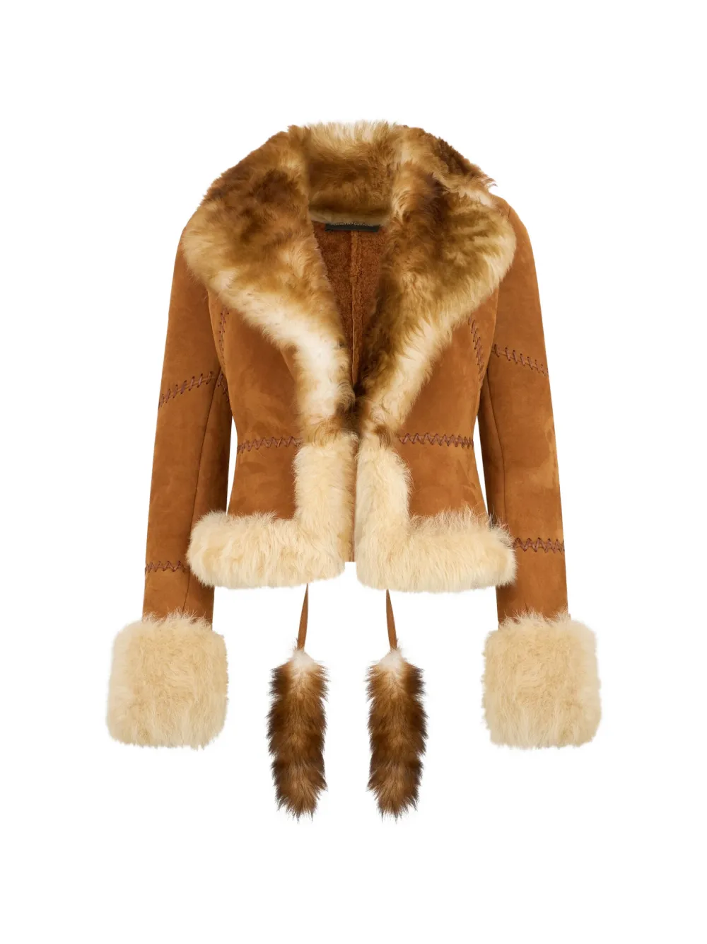 Roberto Cavalli Jack met stikseldetail en afwerking van bont Bruin