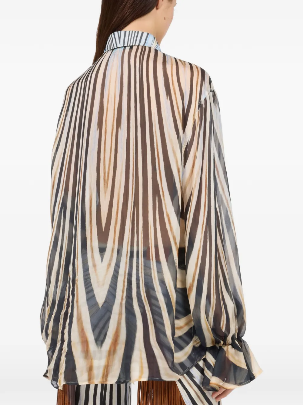 Roberto Cavalli Blouse met ruches en zebraprint Zwart