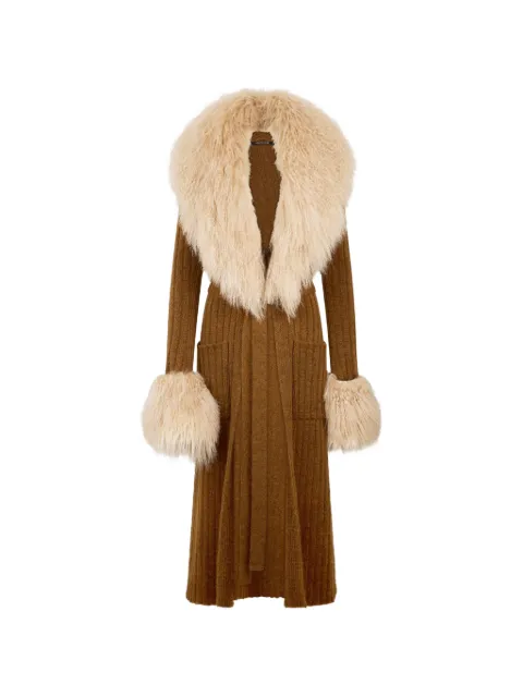 Roberto Cavalli shearling-trim ribbed-knit coat