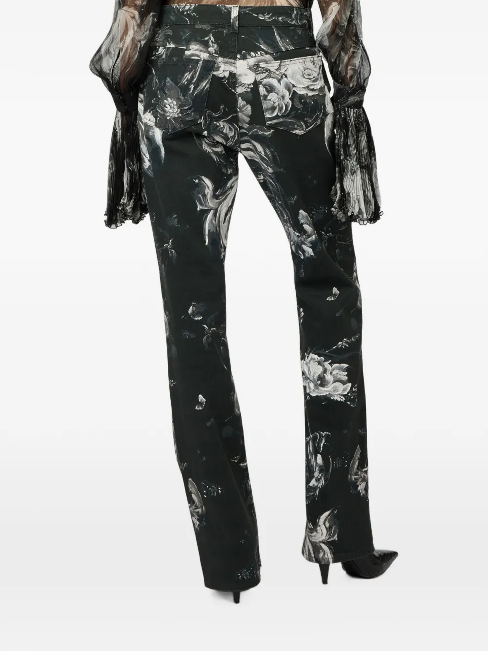 Roberto Cavalli Jeans met bloemenprint Zwart
